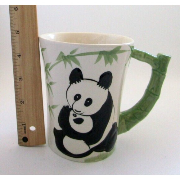 Pier 1 Imports Coffee Mug/Cup - 3D Panda Cub -Bamboo Handle Hand Painted Retired - Picture 9 of 12